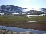 Ohlédnutí zpět na Hardangerjokulen.