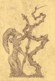 Obraz "Stvoření života", formát A4 (210x297 mm), propiska, mramorovaný papír. r. 2007