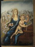Obraz \"Madona s Ježíškem III\", formát A2 (420x594 mm), suchý pastel; 21.-22.leden \'10.