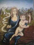 Obraz \"Madona s Ježíškem\" IV, formát A2 (420x594 mm), suchý pastel; duben 2010.